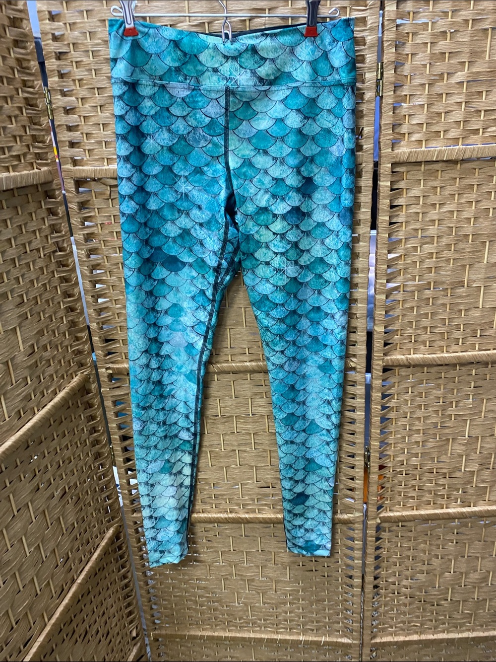 Teal Mermaid-Scale Leggings for Women
